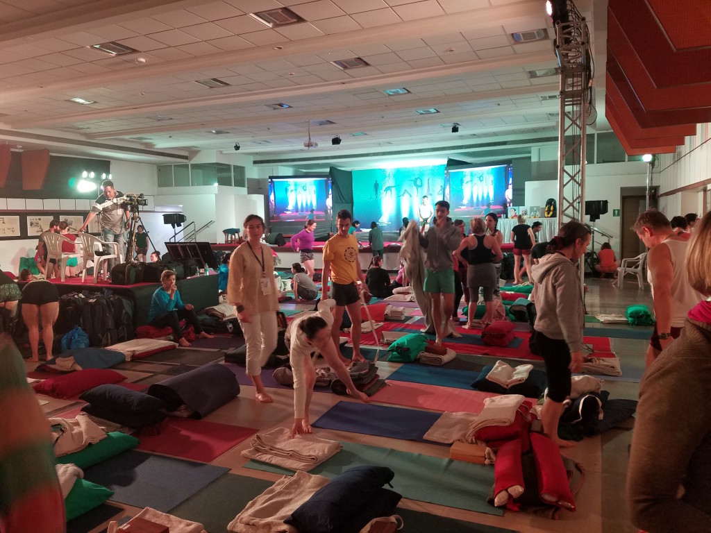 Participants at a session break in Yoga Intensive