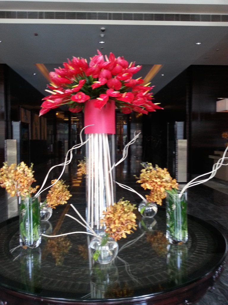 The flower arrangement at entrance of our hotel...always so very beautiful.